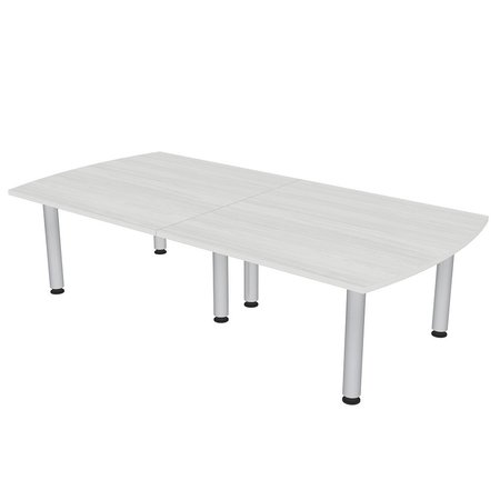 SKUTCHI DESIGNS 8 Person Arc Rectangle Conference Table with Silver Post Legs, 8X4 Table, White Cypress HAR-AREC-46X93-PT-WC
